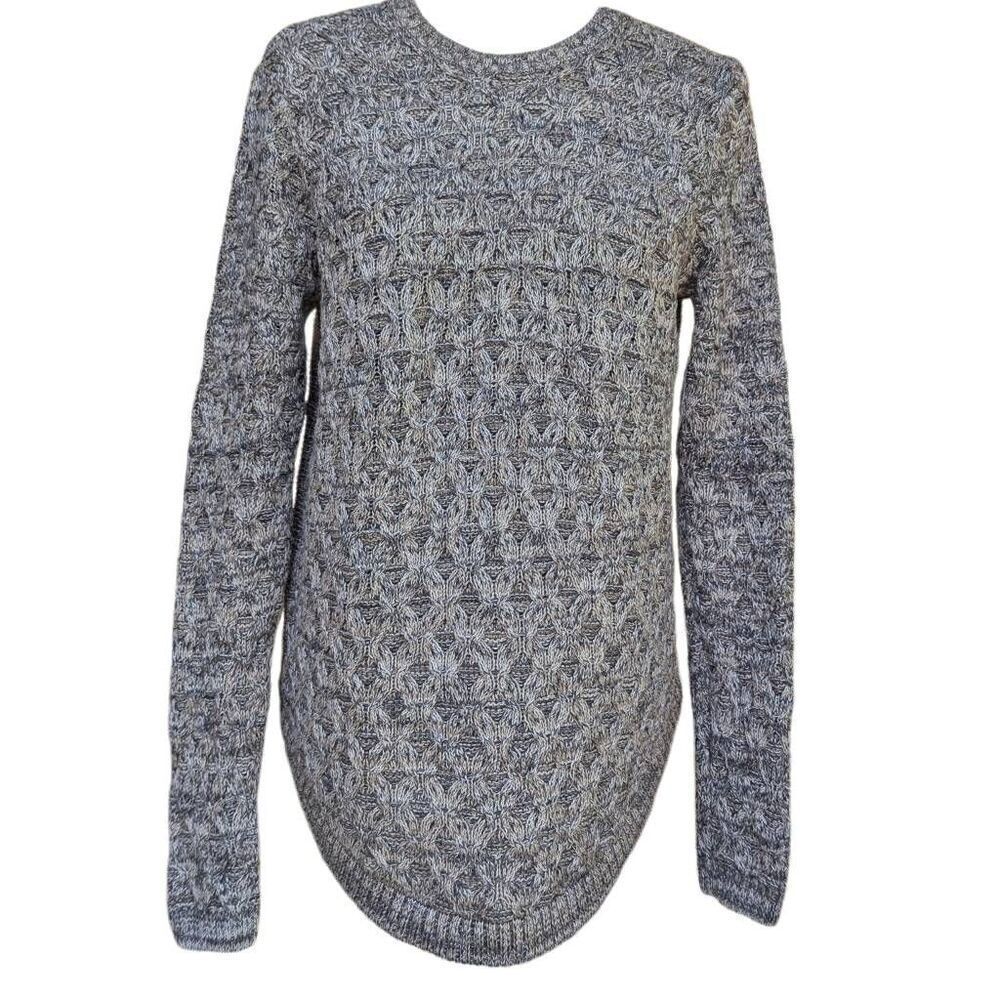 Jeanna Pierre Brown Crew Neck Pullover Sweater Knit Geometric Pattern Sz M Cotto